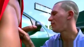 White gay strokes a strangers black dick