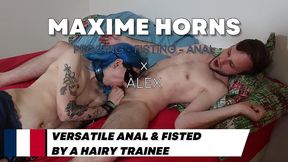 subscibers - first porn - versatile anal & pegging with a hairy trainee maxime horns