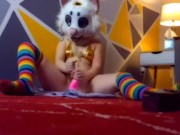 A Horny Nori Takes an Ika Dildo in her WET pussy in her Golden Bikini and Thigh Highs until She Cums