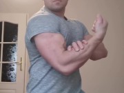Stripping and flexing my thick muscles