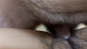 Naughty secretary fucks her stepson. Hot brunette with red nails and hairy pussy. She sits on his dick and asks him to cum in her pussy. Complete