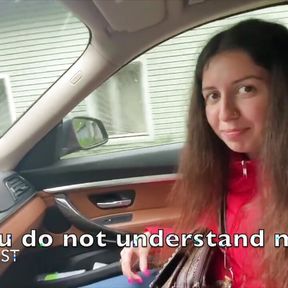 18 Year Old Russian Girl Sucks Cock in a Car for with Dialogue