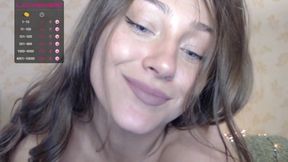 Oil on boobs. Vibrator orgasm in pussy