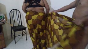 Indian Stepmother Fucked on Chair by Stepson While She Changed Saree to Go to Market