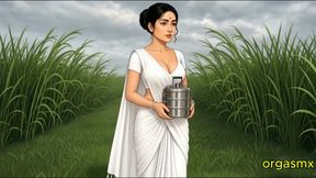 Desi Kamini Bhabhi with Farmer's Stepbrother in Field Hut