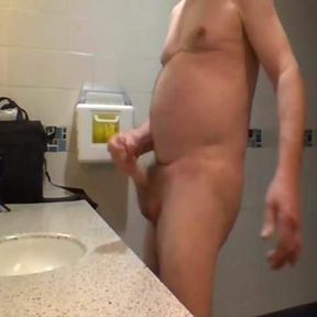 public washroom getting naked and masturbating