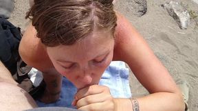 Petite Teen Gives Deepthroat Blowjob in Public