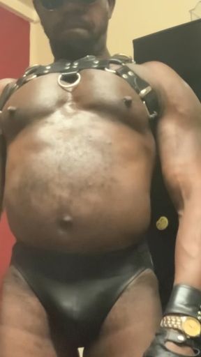 Rubber Jock Leather Harness Smoke Session