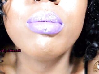 Cumming to My Purple Lips JOI Lipstick Fetish Full Lips Throat Worship Femdom POV - Lady Latte