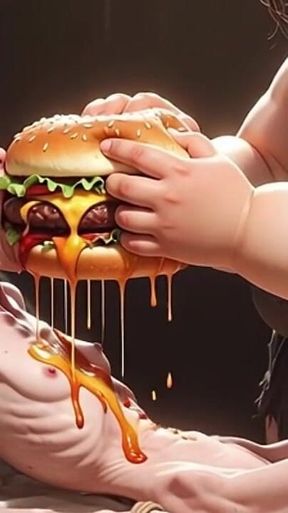 Extremely Skinny Girl Fed by Massive SSBBW - Extreme Feederism Contrast