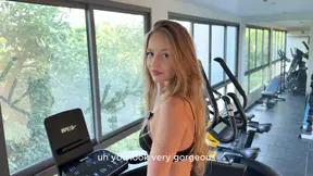 Wet gym girl gets pounded against shower wall