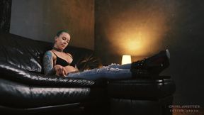 Anette Smokes in Jeans and Boots 4K