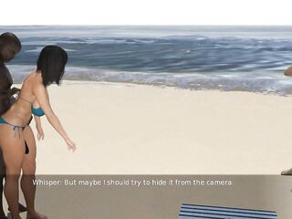 Ebony Chap Is Banging A Sexy Wife In Front Her Spouse On A Bare Beach