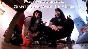 Post Apocalypse Giantesses Vore Tiny Men - SD - featuring Lita Lecherous and Jane Judge, an unaware giantess clip with hungry giant women eating tinies like bugs, stomping, hunting, belly rubbing and digesting their food on Science Friction