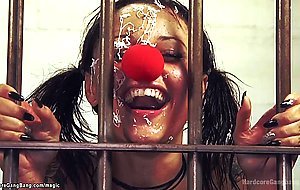 Ebony agent group fucked by clowns