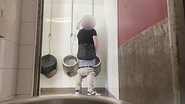Amateur Straight Boy Trying to Get Caught at Public Urinal