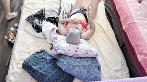 Foreplay in the bedroom with an amateur couple