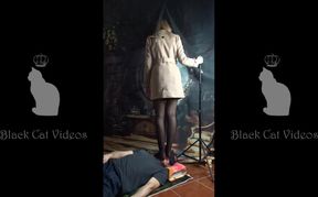 Alice trampling on a head in nylons (fullbody)