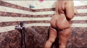 My Desi Stepmom Taking Shower in Bathroom and I Watching Her Secretly