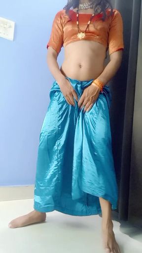 Remove my stepmom saree and satin petticoat