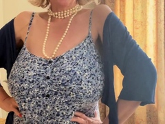 Blonde mature Bridget with big boobs posing