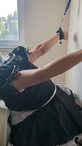 Sissy Maid Gets Dressed, Cuffed and Locked and Rides Her Doll
