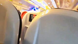 I pull out my dick in front of the slut in the train