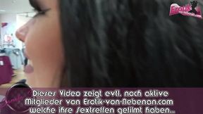 German Latina blows cock in department store changing room and swallows the cream
