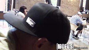 Mofos - Young couple fuck in café in public