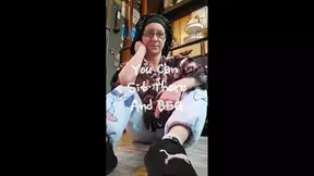 Nasty MILF worships her feet and man's stinky socks
