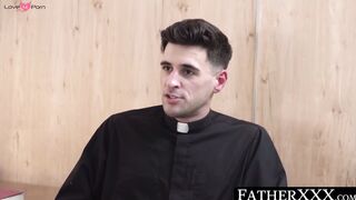 FatherXXX.com - Young believer jerks off in ecstasy as religious daddy drills him wit