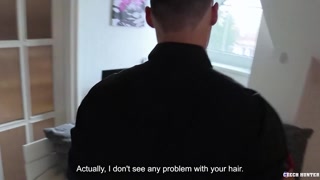 BIGSTR - Horny Barber Opens His Feet Wide Open As He Gets A Spread Eagle Pounding From A Stranger