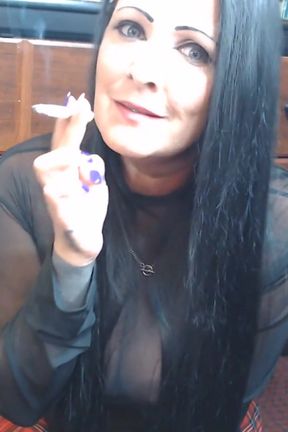 Smoke covered dick slave