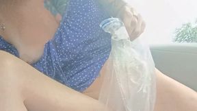 Peeing in Plastic Bag in my car to avoid the rain