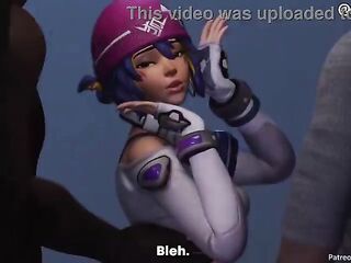 D.Va gets banged hard by two black schlongs [Spanish subtitles]