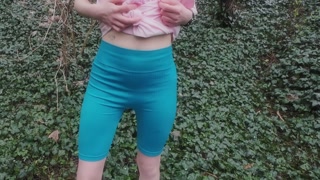 Young woman pees herself