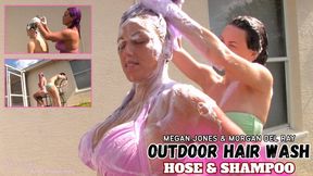 Outside Hair Washing With Megan Jones & Morgan Del Ray 4K