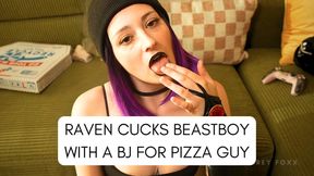 Raven Cucks BeastBoy With a Blowjob for the Pizza Guy