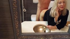 Amateur Blonde Mature Wife Enjoys Quickie in Bathroom