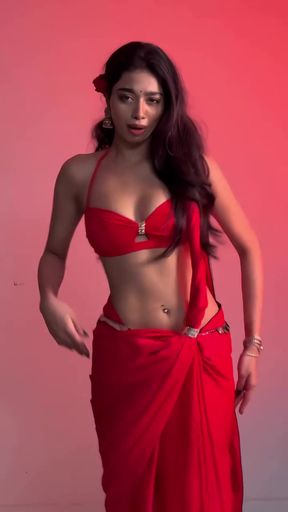 Petite Saree Dancer gets frisky in an Indian bollywood dance