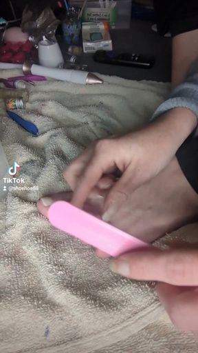 Filing my toe nails