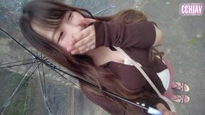 A Curvy Beauty Painted in Color Strolls Boldly Through the City in Playful Tease. - a