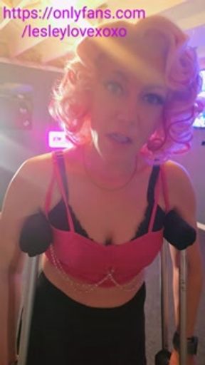 Sexy Amputee Massaging Stump! AKA Walking on crutches then rubbing lotion on stump!