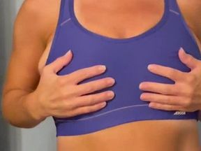 Cougar mother with saggy boobs and tan lines trying on different bras