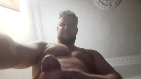 russian man jerks off with dirty talk and cums right in the camera