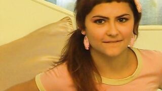 Tasty brunette young gal Silvia in sexy lingerie masturbates