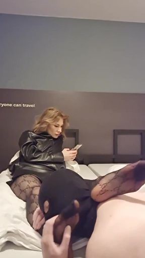 He Sniffs and Massages My Sweaty Legs in Pantyhose