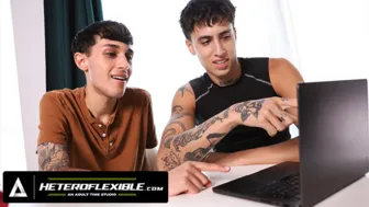 Gay curious Latinos Angel Elias & Dante Snoww jerk big cocks to dirty chatbot