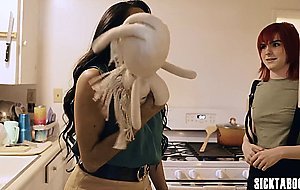 MILF Latina licked teen shemales ass before guy came and fucked her ass