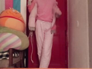 Pink Femboy Undress Tease